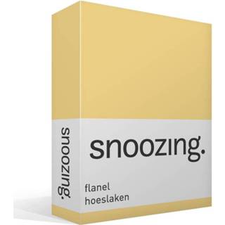 👉 Hoeslaken geel flanel Snoozing - 100% Geruwde Flanel-katoen Lits-jumeaux (160x210/220 Cm) 8719151007104