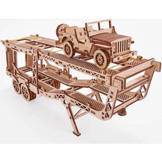 👉 Houten hout Wood Trick Trailer Met Jeep - Uitbreiding Set Voor Truck Modelbouw 4820195190272
