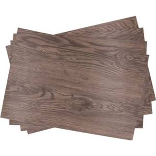 👉 Placemat bruine hout kunststof bruin 4x Print 45 Cm - Placemats/onderleggers Tafeldecoratie Tafel Dekken 8719538987913