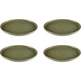 👉 Dessertbord camogreen bordenset groen magnetron Serax Surface rond aardewerk Ø 21 cm - 4 st. 5420000747104