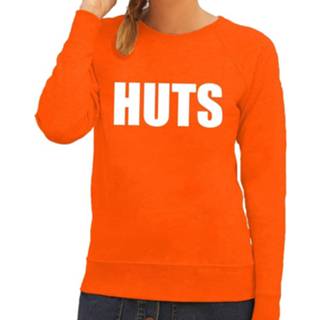 👉 Sweater oranje synthetisch s vrouwen Huts Fun Tekst Dames - Kleding Voor 8719538990135