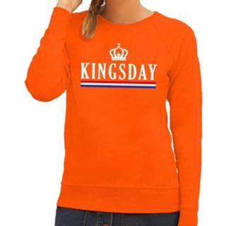 👉 Oranje Kingsday Met Hollandse Vlag Trui - Sweater Voor Dames - Koningsdag Kleding L