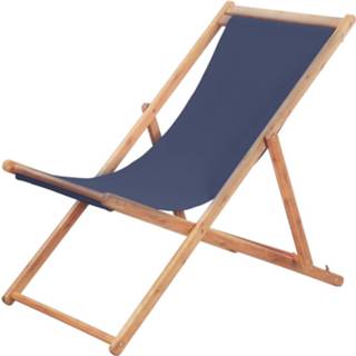 👉 Strandstoel blauw stof houten Vidaxl Inklapbaar En Frame 8718475613763