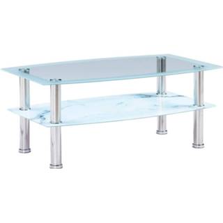 👉 Salontafel wit glas Vidaxl Met Marmer-look 100x60x42 Cm Gehard 8718475799221