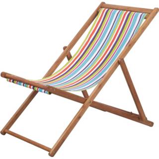 Strandstoel stof houten multikleur Vidaxl Inklapbaar En Frame Meerkleurig 8718475613787