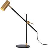 👉 Bureaulamp zwart textiel goudkleurig Lucide - Philine Gu10 5411212302434