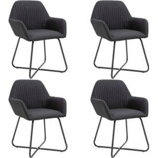 👉 Eetkamerstoel zwart stof Vidaxl Eetkamerstoelen 4 St 8719883695662