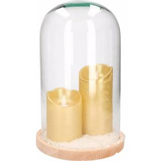 👉 Stolp gouden Kerst Woondecoratie Met 2 Led Kaarsen 8719538328501