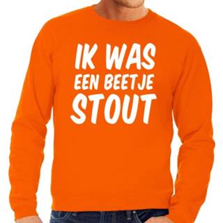 👉 Oranje Ik Was Een Beetje Stout Sweater - Trui Voor Heren - Koningsdag Kleding S