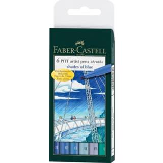 👉 Tekenstift blauw Faber-castell Pitt Artist Pen Brush Etui A 6 Stuks Shades Of Blue 4005401671640