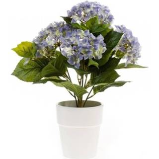👉 Kunstplant blauw blauwe kunststof Hortensia In Pot 37 Cm - Kamerplant 8719538483118