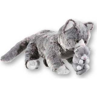 👉 Knuffel grijze pluche grijs Poes Met Kitten 32 Cm 8719538611344