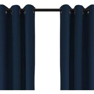👉 Verduisterend gordijn blauw stof Larson - Luxe Met Ringen- 300x250 Cm Dark Blue 8718969573412