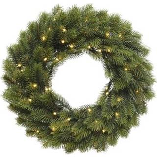 👉 Kerstkrans kunststof groen Dennenkrans 40 Cm Met Verlichting - Deurkransen / 8719538475250