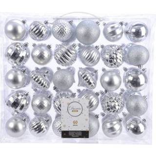 👉 Kerstversiering zilver kunststof zilverkleurig Kerstballen Set - 60 Delig Kerstbal 8719538395800