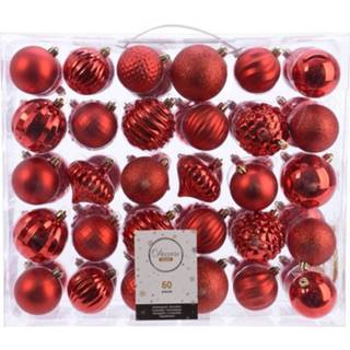 👉 Kerstversiering rood kunststof Kerstballen Set - 60 Delig Kerstbal 8719538395848