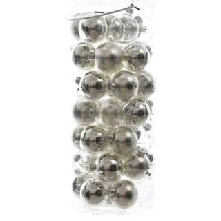 👉 Kerstbal transparant glas zilver grijs Glans-mat-transparant 60mm Ksd 8716128925959