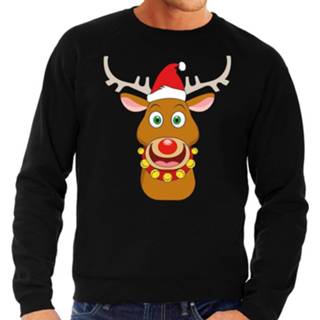 👉 Sweater rode zwart katoen s mannen Foute Kersttrui / Met Rudolf Het Rendier Kerstmuts Voor Heren - Kersttruien (48) 8719538737419