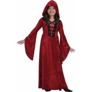 👉 Vampierjurk rode synthetisch rood meisjes Vampieren Jurk Halloween Kostuum Verkleed Kleding 128 - 6-8 Jr 8718758771760