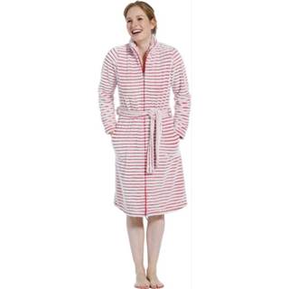 👉 Badjas XL fuchsia roze Rits met strepen-l