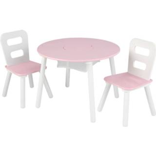 Stoel roze wit Kidkraft Set Ronde Opbergtafel met 2 stoelen roze/wit 706943261651