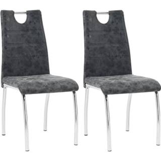 👉 Eetkamerstoel zwart kunstleer kunstleder Vidaxl Eetkamerstoelen 2 St 8719883689975