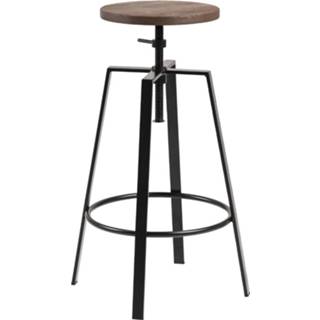 👉 Verstelbare barkruk zwart houten metaal hout 24designs Halewood - Ronde Zitting 8720143247316