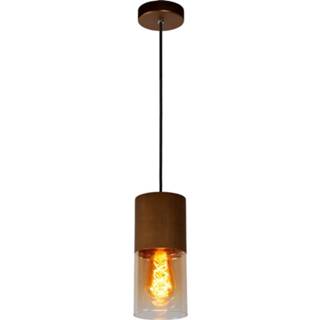 👉 Hanglamp glas crème Lucide Zino E27/60w Mat Koper / Amber Glass 5411212740892