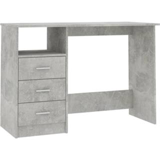 👉 Bureau steigerhout Vidaxl Met Lades 110x50x76 Cm Spaanplaat Betongrijs 8719883739595