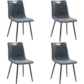 👉 Eetkamerstoel zwart kunstleer kunstleder Vidaxl Eetkamerstoelen 4 St 8719883607986