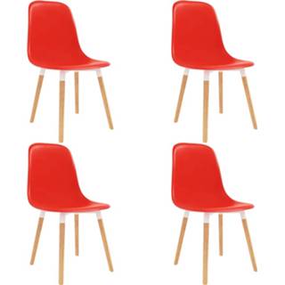 👉 Eetkamerstoel rood kunststof synthetisch Vidaxl Eetkamerstoelen 4 St 8719883681344