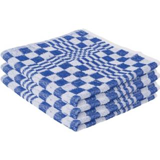 Handdoek blauw 6x Met Blokmotief 50 X Cm - Huishoudtextiel Keukendoek / Handdoekjes 8720147594034