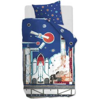 👉 Dekbedovertrek blauw katoen kinderen Beddinghouse Kids Rocket Ship - 1-persoons (140x200/220 Cm + 1 Sloop) Blue 8719931178130