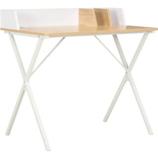 👉 Bureau wit steigerhout Vidaxl 80x50x84 Cm En Natuurlijk 8719883734231