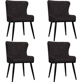 👉 Eetkamerstoel zwart fluweel stof Vidaxl Eetkamerstoelen 4 St 8719883818863
