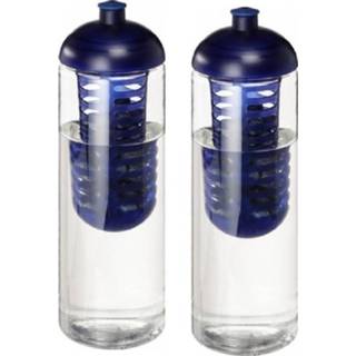 👉 Drinkfles transparante blauw kunststof 2x Drinkflessen/waterflessen Met Fruit Infuser 850 Ml - Sportfles 8720147709520