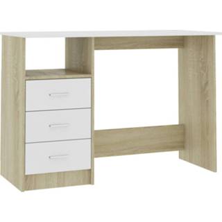 👉 Bureau wit steigerhout Vidaxl Met Lades 110x50x76 Cm Spaanplaat Sonoma Eikenkleur 8719883739601