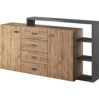 👉 Dressoir antraciet eiken Meubella - Bello 180 Cm 8720168913609