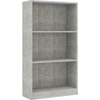 👉 Boekenkast steigerhout grijs Vidaxl Met 3 Schappen 60x24x108 Cm Spaanplaat Betongrijs 8719883787725