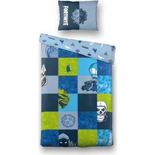 👉 Dekbedovertrek blauw katoen Fortnite Shuffles - 1-persoons (140x200 Cm + 1 Sloop) 8719023400552