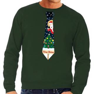 👉 Sweater groen katoen m mannen Foute Kersttrui / Met Stropdas Van Kerst Print Voor Heren (50) 8719538788312
