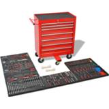 👉 Trolley rood steel Workshop Tool with 1125 Tools Red Movable 7-Drawer and Integrated Lock Set Multi-Functional Toolbox