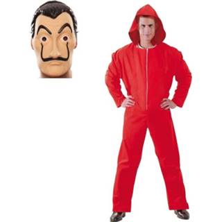 👉 Jumpsuit rood m mannen met masker La casa de Papel voor heren