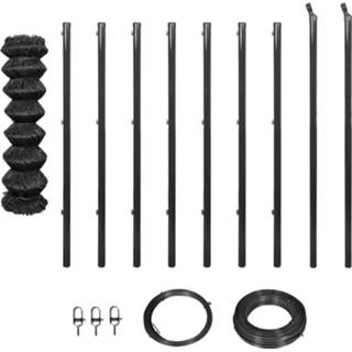 👉 Grijs staal Vidaxl Gaashekwerk Set Met Palen En Toebehoren 0,8x15 M 8718475520559