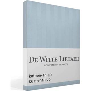 👉 Kussenslop witte blauw Katoen Satijn De Lietaer Zygo Kussensloop - 100% Katoen-satijn 60x60 Cm Ice Blue 5410156511377