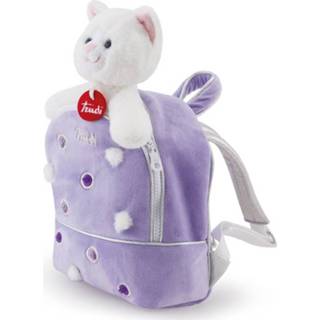 👉 Knuffel wit paars pluche Trudi Poes In Rugzak Wit/paars 19 X 20 11 Cm 8006529297190