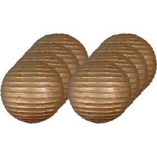 👉 Lampion goud papier goudkleurig 8x Luxe Bol Lampionnen 25 Cm - Feestversiering/decoratie 8720147678420