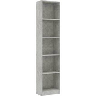 👉 Boekenkast steigerhout grijs Vidaxl Met 5 Schappen 40x24x175 Cm Spaanplaat Betongrijs 8719883787541