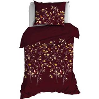 👉 Dekbedovertrek bordeaux katoen satijn rood Satin D'or Tearoses - 1-persoons (140x200/220 Cm + 1 Sloop) 8716057046824