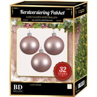 👉 Kerstbal roze glas 32 Stuks Mat Glazen Kerstballen Pakket Lichtroze 6 Cm / 8 10 - 8720147563023